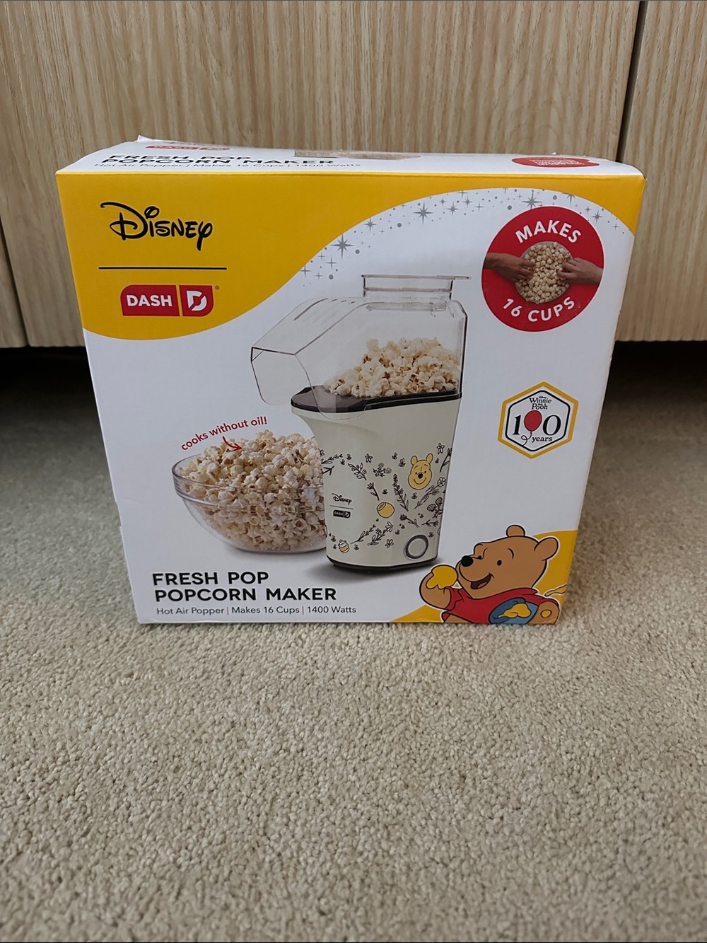 Dash Disney Winnie the Pooh Fresh Pop Hot Air Popcorn Maker - Brand New